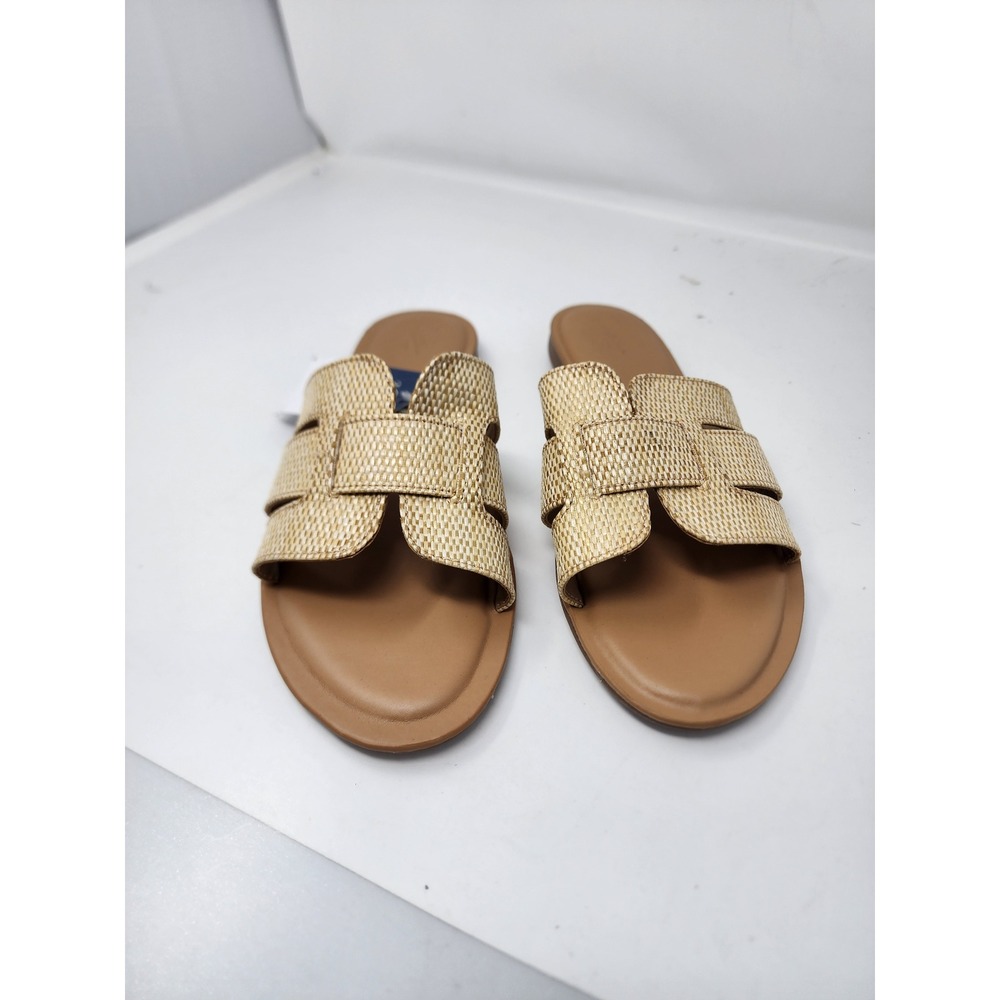 Universal Thread Womens Woven H Band Slide Sandals Tan Synthetic Size 11